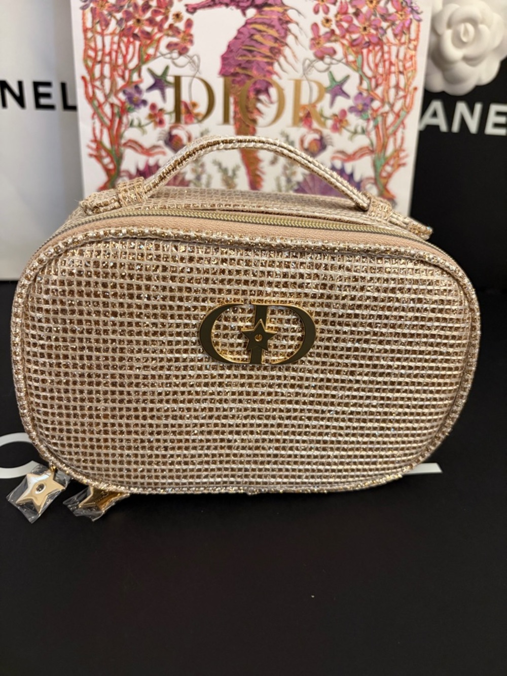 Dior Gold Crystal Mesh Mini Vanity Case